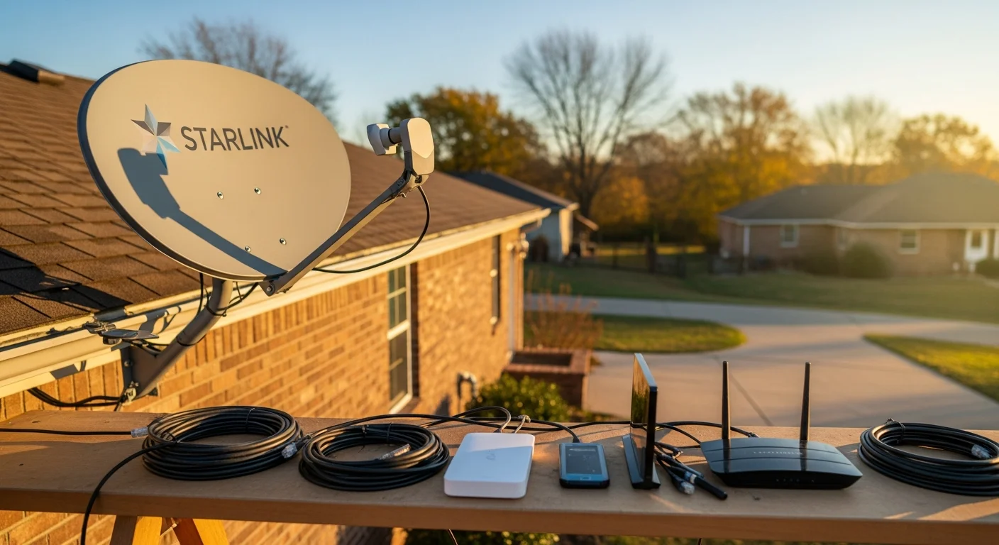 Starlink satellite dish mounted on roof